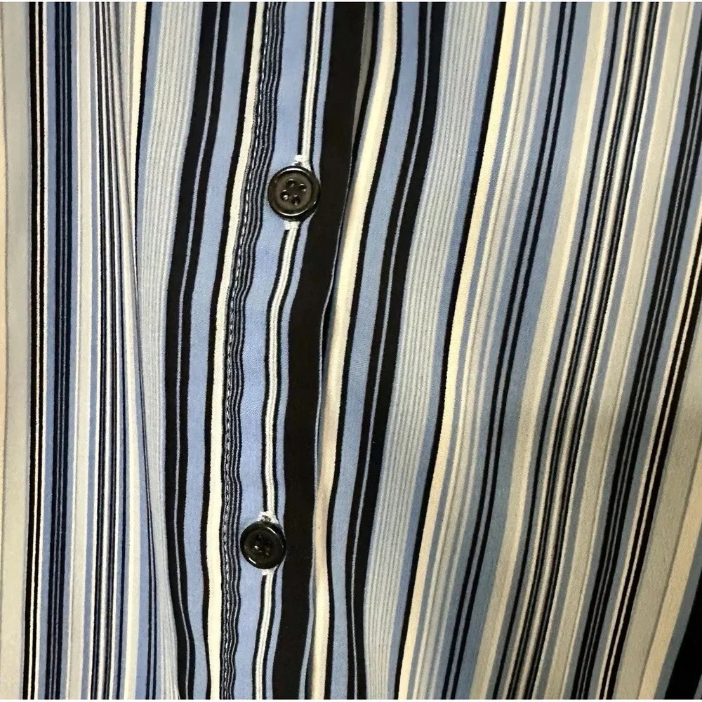 Covington Women's Size XL‎ Button Up Blouse 3/4 Sleeve Blue Striped Collared